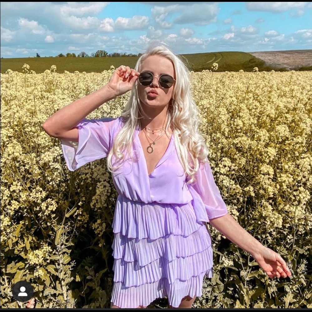 Zara lilac pleated mini dress NWT small